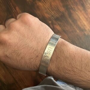 Silver USA Engraved Bracelet